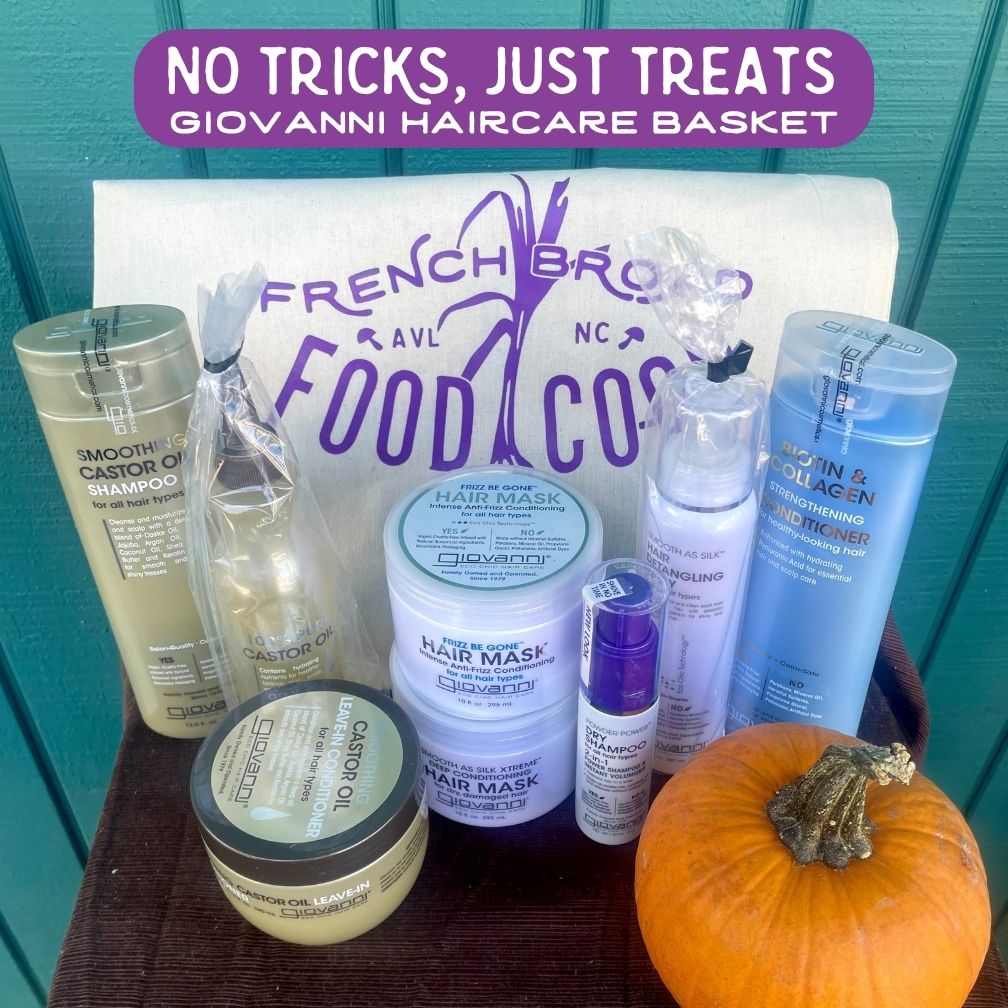 The No Tricks Just Treats basket contains a variety of hair care products from the brand Giovani.